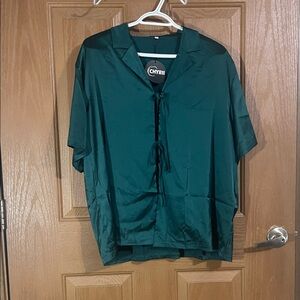 Women's Green Satin Top